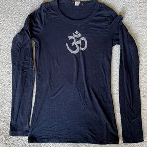 Anjali black burnout long sleeved rhinestone OM top. S.